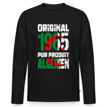 60th Anniversary - Original - 1965 - Algerian - Men's Premium Organic Long Sleeve Shirt - black - Front - Nico (187cm)