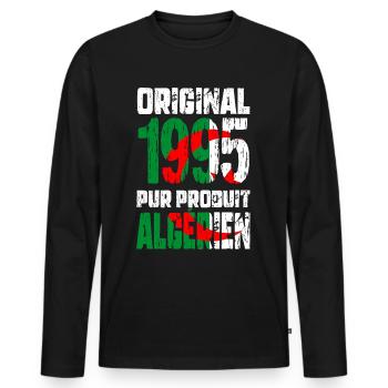 30th Anniversary - Original - 1995 - Algerian - Men's Premium Organic Long Sleeve Shirt - black - Front - Nico (187cm)