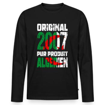 18th Birthday - Original - 2007 - Algerian - Men's Premium Organic Long Sleeve Shirt - black - Front - Nico (187cm)