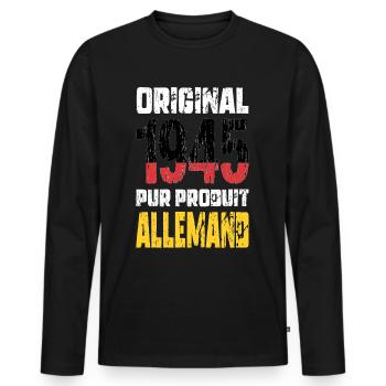 80th Birthday - Original - 1945 - German - Men's Premium Organic Long Sleeve Shirt - black - Front - Nico (187cm)