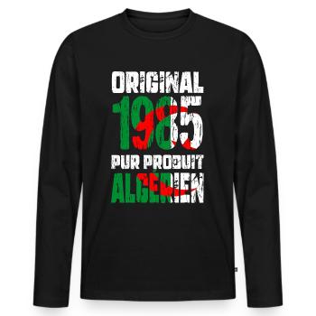 40th Anniversary - Original - 1985 - Algerian - Men's Premium Organic Long Sleeve Shirt - black - Front - Nico (187cm)
