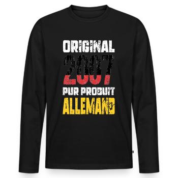 18th Birthday - Original - 2007 - German - Men's Premium Organic Long Sleeve Shirt - black - Front - Nico (187cm)