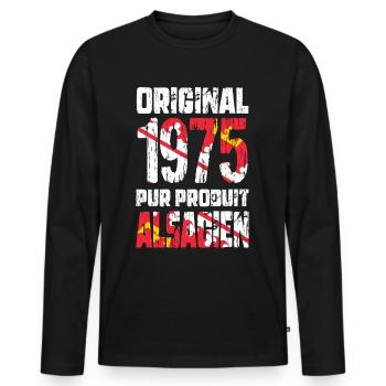 50th Anniversary - Original - 1975 - Alsatian - Men's Premium Organic Long Sleeve Shirt - black - Front - Nico (187cm)