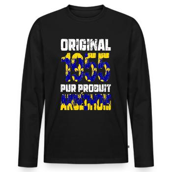 70-jähriges Jubiläum - Original - 1955 - Ardèche - Männer Premium Bio Langarmshirt - Schwarz - Vorne - Nico (187cm)