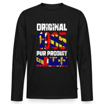60. Jubiläum - Original - 1965 Burgundisch - Männer Premium Bio Langarmshirt - Schwarz - Vorne - Nico (187cm)