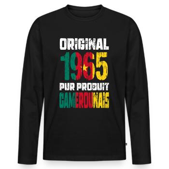60th Birthday - Original - 1965 Cameroonian - Men's Premium Organic Long Sleeve Shirt - black - Front - Nico (187cm)