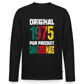 50th Anniversary - Original - 1975 Cameroonian - Men's Premium Organic Long Sleeve Shirt - black - Front - Nico (187cm)