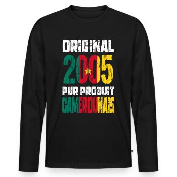 20th Anniversary - Original - 2005 Cameroonian - Men's Premium Organic Long Sleeve Shirt - black - Front - Nico (187cm)