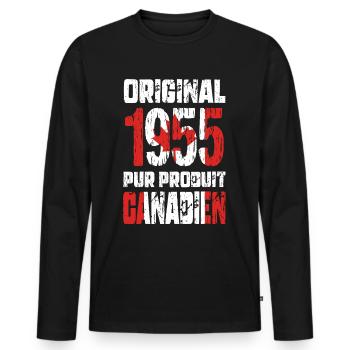 70th Anniversary - Original - 1955 - Canadian - Men's Premium Organic Long Sleeve Shirt - black - Front - Nico (187cm)