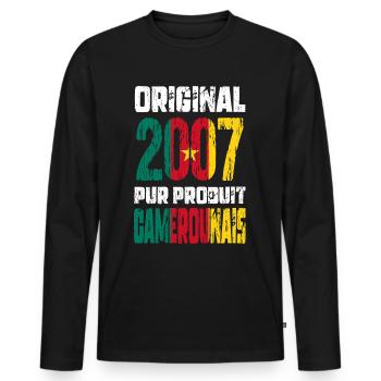 18th Birthday - Original - 2007 Cameroonian - Men's Premium Organic Long Sleeve Shirt - black - Front - Nico (187cm)