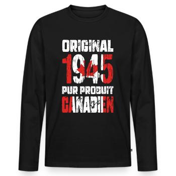 80th Anniversary - Original - 1945 - Canadian - Men's Premium Organic Long Sleeve Shirt - black - Front - Nico (187cm)