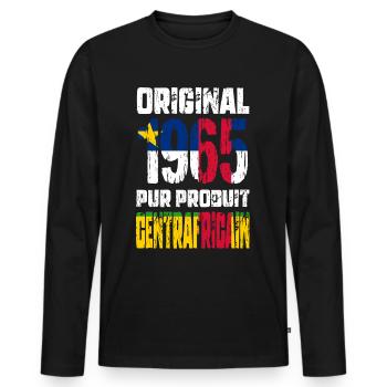 60 Year Anniversary - Original 1965 Central African - Men's Premium Organic Long Sleeve Shirt - black - Front - Nico (187cm)