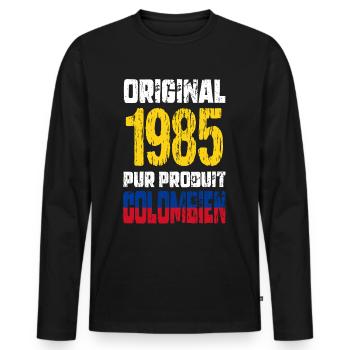 40. Jahrestag - Original - 1985 - Kolumbianisch - Männer Premium Bio Langarmshirt - Schwarz - Vorne - Nico (187cm)