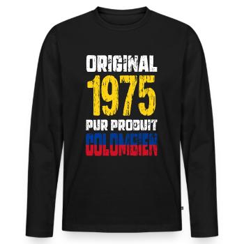 50. Jubiläum - Original - 1975 - Kolumbianisch - Männer Premium Bio Langarmshirt - Schwarz - Vorne - Nico (187cm)