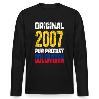 18. Geburtstag - Original - 2007 - Kolumbianisch - Männer Premium Bio Langarmshirt - Schwarz - Vorne - Nico (187cm)