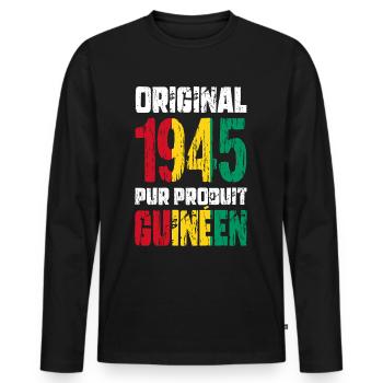 80. Geburtstag - Original 1945 - Guineisch - Männer Premium Bio Langarmshirt - Schwarz - Vorne - Nico (187cm)