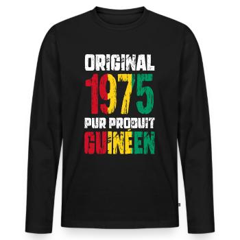 50-jähriges Jubiläum - Original 1975 - Guineisch - Männer Premium Bio Langarmshirt - Schwarz - Vorne - Nico (187cm)