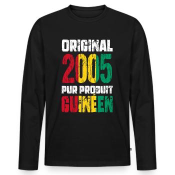 20-jähriges Jubiläum - Original 2005 - Guinean - Männer Premium Bio Langarmshirt - Schwarz - Vorne - Nico (187cm)