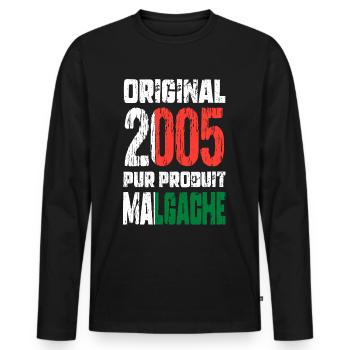 20-jähriges Jubiläum - Original 2005 - Madagassisch - Männer Premium Bio Langarmshirt - Schwarz - Vorne - Nico (187cm)