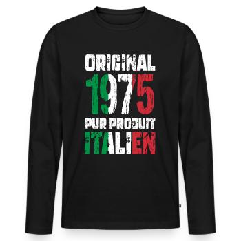 50th Anniversary - Original 1975 - Italian - Men's Premium Organic Long Sleeve Shirt - black - Front - Nico (187cm)
