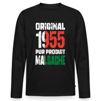 Anniversaire 70 ans - Original 1955 - Malgache - T-shirt manches longues Premium bio Homme - noir - Devant - Nico (187cm)