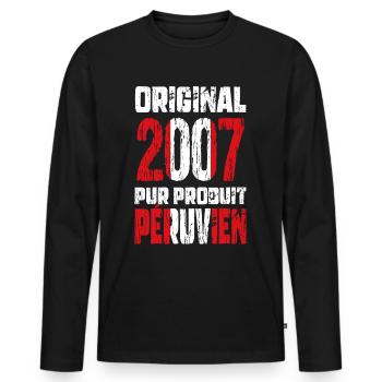 18. Geburtstag - Original 2007 - Peruanisch - Männer Premium Bio Langarmshirt - Schwarz - Vorne - Nico (187cm)