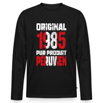 40. Jubiläum - Original 1985 - Peruanisch - Männer Premium Bio Langarmshirt - Schwarz - Vorne - Nico (187cm)