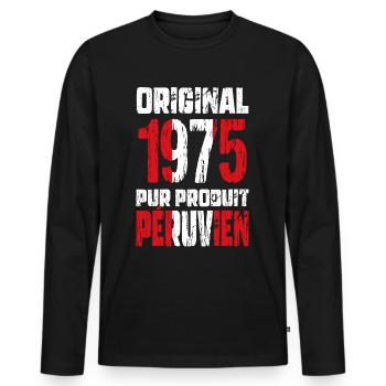 50. Jubiläum - Original 1975 - Peruanisch - Männer Premium Bio Langarmshirt - Schwarz - Vorne - Nico (187cm)