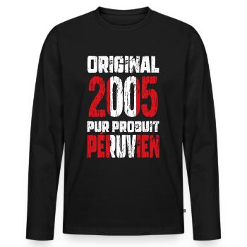 20-jähriges Jubiläum - Original 2005 - Peruanisch - Männer Premium Bio Langarmshirt - Schwarz - Vorne - Nico (187cm)