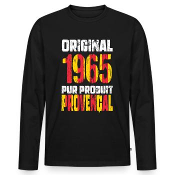 Anniversaire 60 ans - Original 1965 - Provençal - T-shirt manches longues Premium bio Homme - noir - Devant - Nico (187cm)