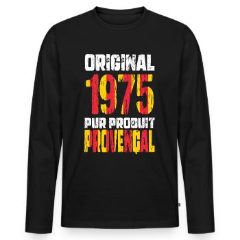 Anniversaire 50 ans - Original 1975 - Provençal - T-shirt manches longues Premium bio Homme - noir - Devant - Nico (187cm)