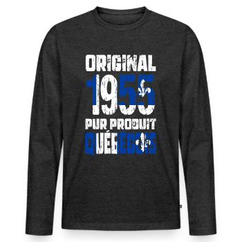 70th Anniversary - Original 1955 - Quebec - Men's Premium Organic Long Sleeve Shirt - heather anthracite - Front - Nico (187cm)