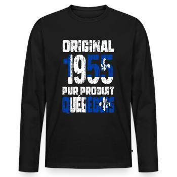 Anniversaire 70 ans - Original 1955 - Québécois - T-shirt manches longues Premium bio Homme - noir - Devant - Nico (187cm)