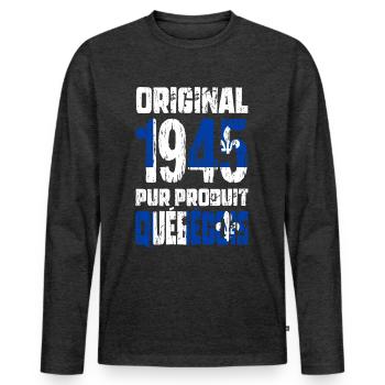 80th Anniversary - Original 1945 - Quebec - Men's Premium Organic Long Sleeve Shirt - heather anthracite - Front - Nico (187cm)