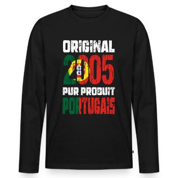 Anniversaire 20 ans - Original 2005 - Portugais - T-shirt manches longues Premium bio Homme - noir - Devant - Nico (187cm)