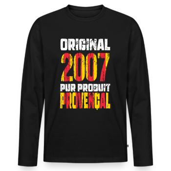 Anniversaire 18 ans - Original 2007 - Provençal - T-shirt manches longues Premium bio Homme - noir - Devant - Nico (187cm)