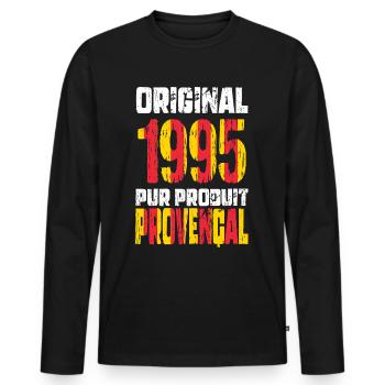 Anniversaire 30 ans - Original 1995 - Provençal - T-shirt manches longues Premium bio Homme - noir - Devant - Nico (187cm)