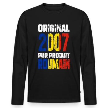 18th Birthday - Original 2007 - Romanian - Men's Premium Organic Long Sleeve Shirt - black - Front - Nico (187cm)