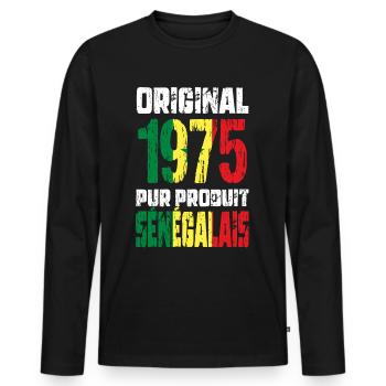 50th Anniversary - Original 1975 - Senegalese - Men's Premium Organic Long Sleeve Shirt - black - Front - Nico (187cm)