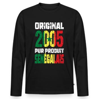20th Anniversary - Original 2005 - Senegalese - Men's Premium Organic Long Sleeve Shirt - black - Front - Nico (187cm)