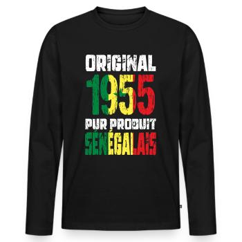 70th Anniversary - Original 1955 - Senegalese - Men's Premium Organic Long Sleeve Shirt - black - Front - Nico (187cm)