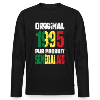 30th Anniversary - Original 1995 - Senegalese - Men's Premium Organic Long Sleeve Shirt - black - Front - Nico (187cm)