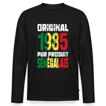 40th Anniversary - Original 1985 - Senegalese - Men's Premium Organic Long Sleeve Shirt - black - Front - Nico (187cm)