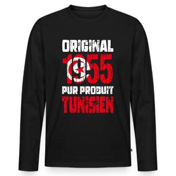 70th Anniversary - Original 1955 - Tunisian - Men's Premium Organic Long Sleeve Shirt - black - Front - Nico (187cm)