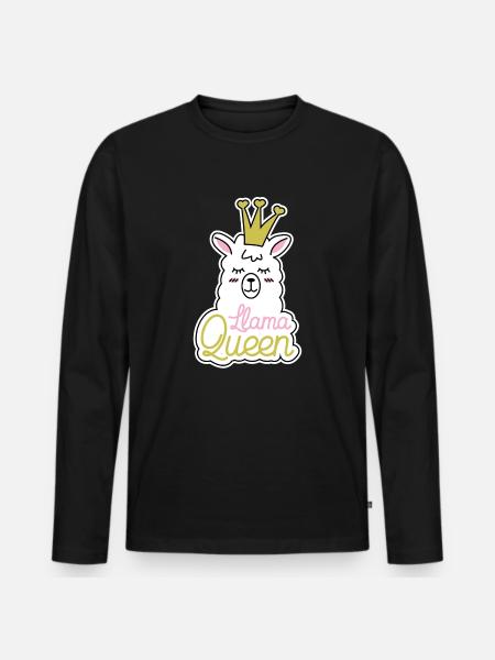 Llama Lama Alpaca Llama queen - Men's Premium Organic Long Sleeve Shirt - black