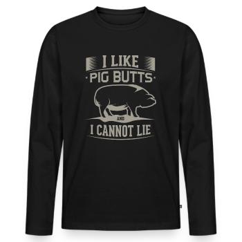 Grill BBQ kann nicht lügen BBQ Liebhaber - Männer Premium Bio Langarmshirt - Schwarz - Vorne - Nico (187cm)
