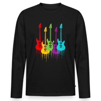 Colorful electric guitars - Men's Premium Organic Long Sleeve Shirt - black - Front - Nico (187cm)