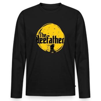Le beefather - abeille miel apiculteur fleurs en nid d'abeille - T-shirt manches longues Premium bio Homme - noir - Devant - Nico (187cm)