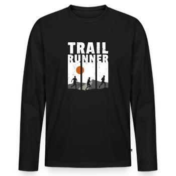 Trail Running - Männer Premium Bio Langarmshirt - Schwarz - Vorne - Nico (187cm)