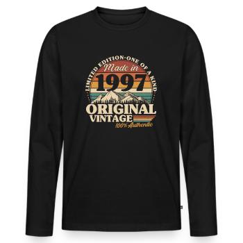 1997 Vintage Vintage Birthday Retro Gift - Men's Premium Organic Long Sleeve Shirt - black - Front - Nico (187cm)